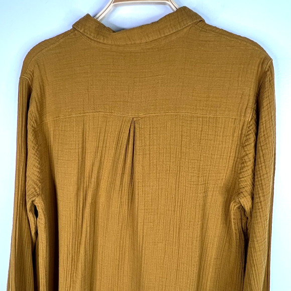 Garnet Hill Eden Organic Cotton‎ Shirtdress Size L Brown Lagenlook Gauzy - Picture 3 of 13